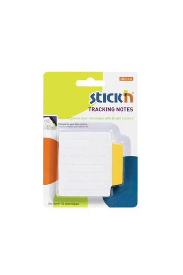 Hopax Stickn Yapışkanlı Not Kağıdı Çizgili Sep. 50 Yaprak 70x70 Mm Beyaz Sarı