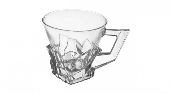 6Lı Lüx Kristal Kulplu Bardak Saplı Çay Bardağı Fincanı Seti Dekoratif  KB-05 - 1