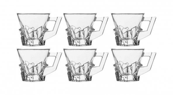 6Lı Lüx Kristal Kulplu Bardak Saplı Çay Bardağı Fincanı Seti Dekoratif  KB-05 - 2