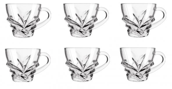 6Lı Lüx Kristal Kulplu Bardak Saplı Çay Bardağı Fincanı Seti Dekoratif  KB-08 - 2