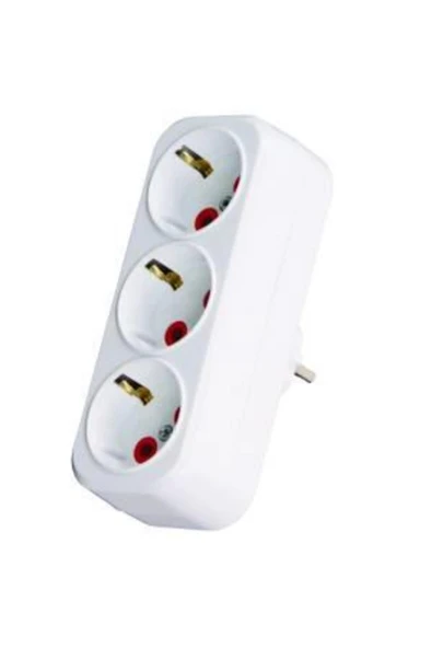 3 Lü Topraklı Fiş Priz Düz Tip