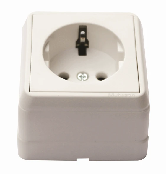 Bron Sıva Üstü Topraklı Priz Beyaz ( 2160 100 0201)