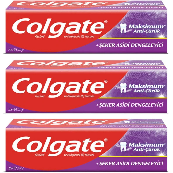 Colgate Maksimum Anti Çürük Diş Macunu 75 ml 3 ADET