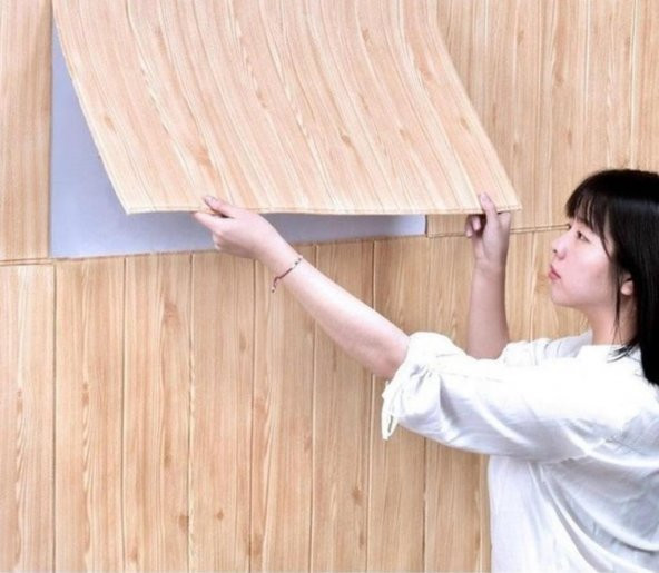 Renkli Duvarlar 10 Adet Nw37 Ahşap Lambri Arkası Yapışkanlı Esnek Silinebilir - Resim 2