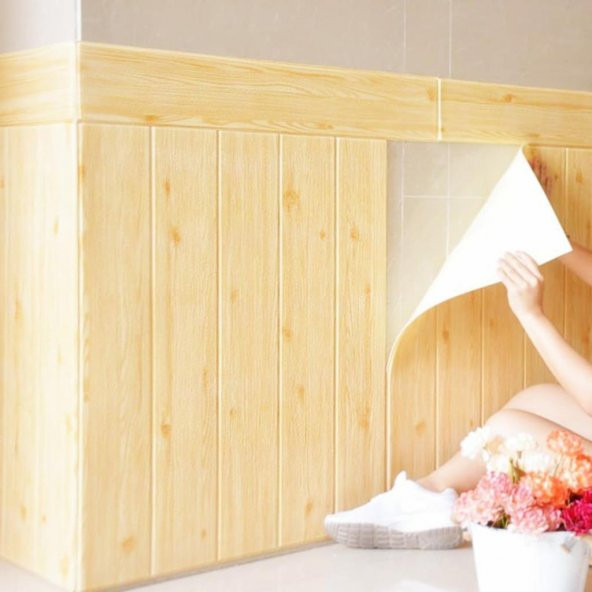 Renkli Duvarlar 10 Adet Nw37 Ahşap Lambri Arkası Yapışkanlı Esnek Silinebilir - Resim 6