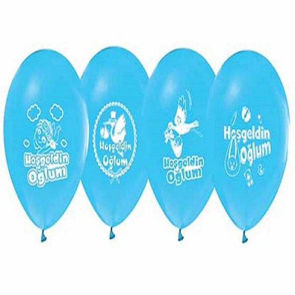 Hoşgeldin Bebek Mavi Baskılı Balon 5 Adet