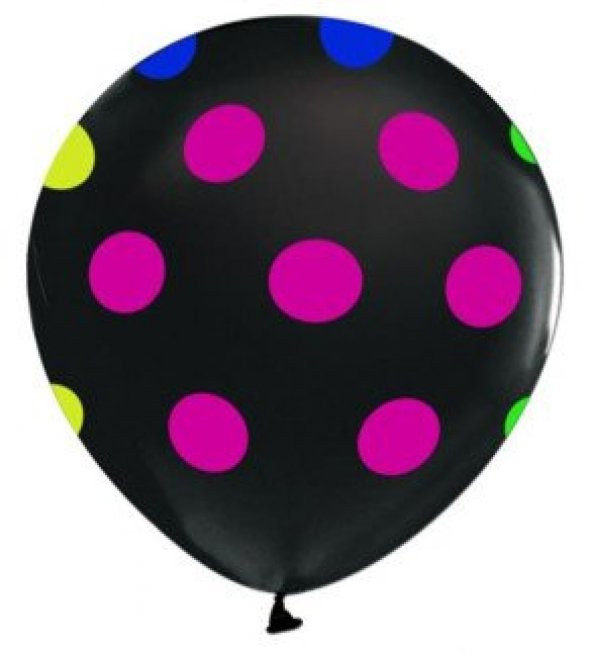 Siyah Üzeri Karışık Renkli Puanlı Balon 5 Adet