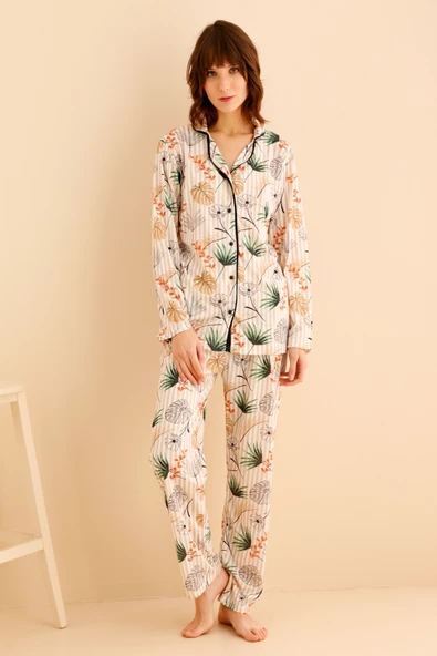 Pamuklu Uzun Kollu Gömlek Pijama Takımı: Rahat Uyku Koleksiyonu - 6