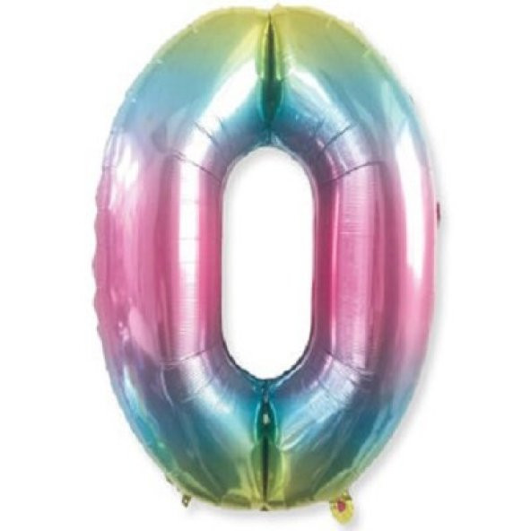 0 Rakam Renkli Folyo Balon 40 inç (100 cm)