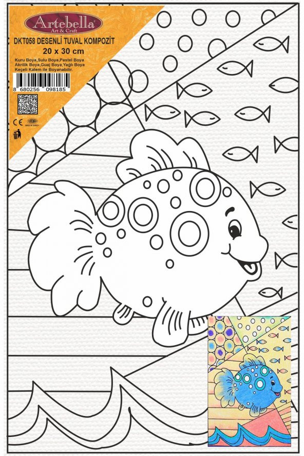 Balık Desenli Pres Tuval Boyama 20x30 cm - 2