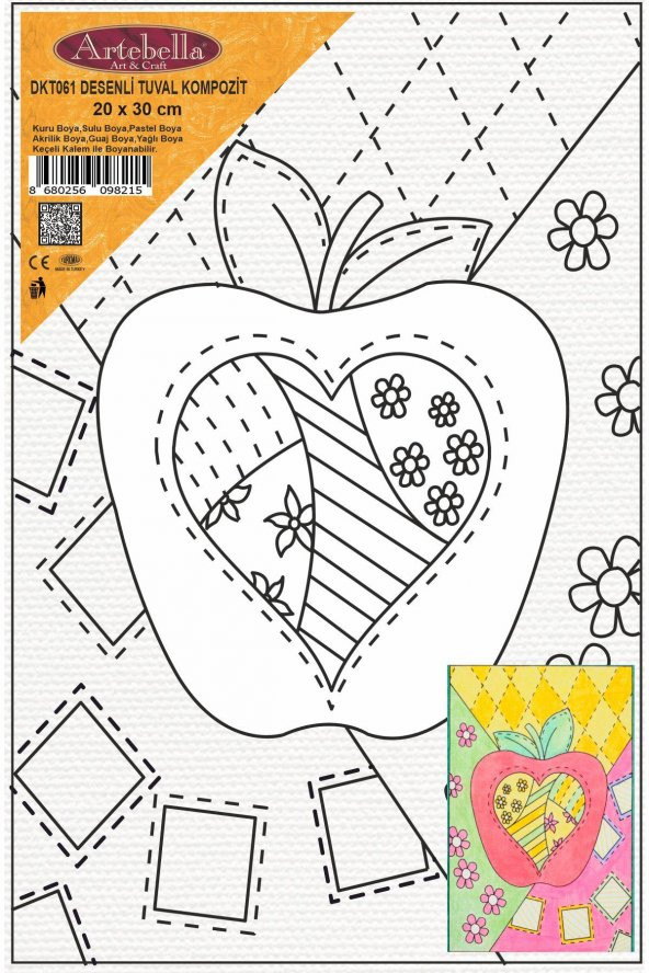 Elma Desenli Pres Tuval Boyama 20x30 cm - 2