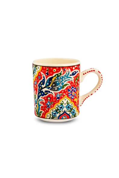 El Yapımı Seramik Kupa Organik Boya Lale Figürü