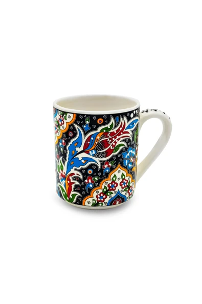 El Yapımı Seramik Kupa Organik Boya Lale Figürü