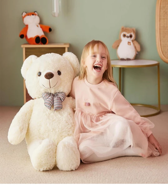 Papyonlu Sevimli Peluş Şaşkın Ayı 80 cm - Sevgiliye Özel HEDİYE - 8