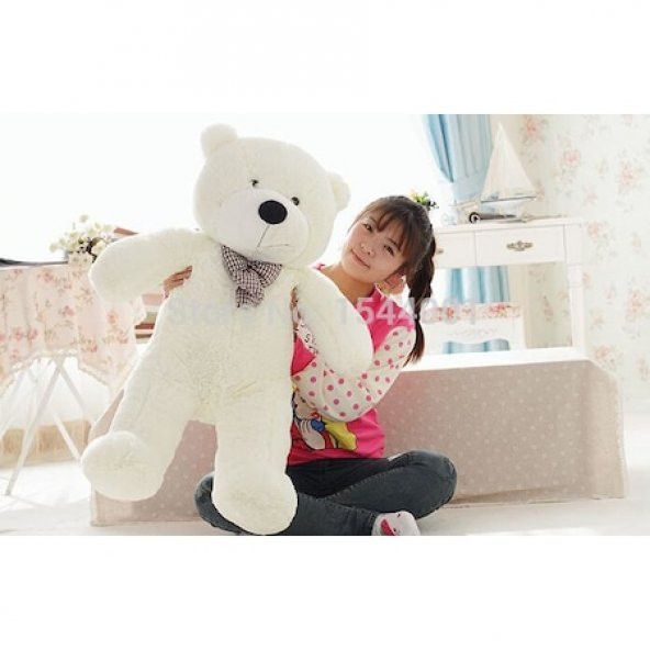 Papyonlu Sevimli Peluş Şaşkın Ayı 80 cm - Sevgiliye Özel HEDİYE - 2