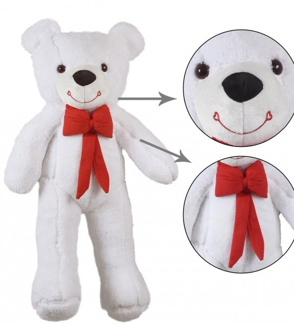 Papyonlu Sevimli Peluş Şaşkın Ayı 80 cm - Sevgiliye Özel HEDİYE - 6