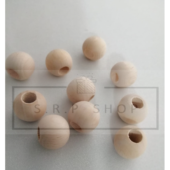 16 mm Ham İşlenmemiş Ahşap Boncuk-25 adet - 3
