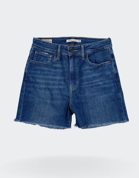 Lives Likralı Kot Şort Kadın Taşlama Mavi