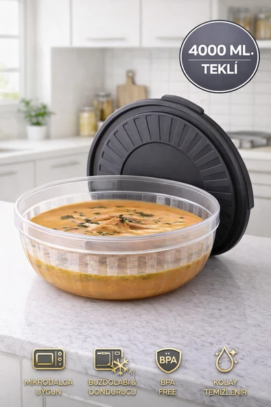 4 LT Şeffaf Kapaklı Saklama Kabı