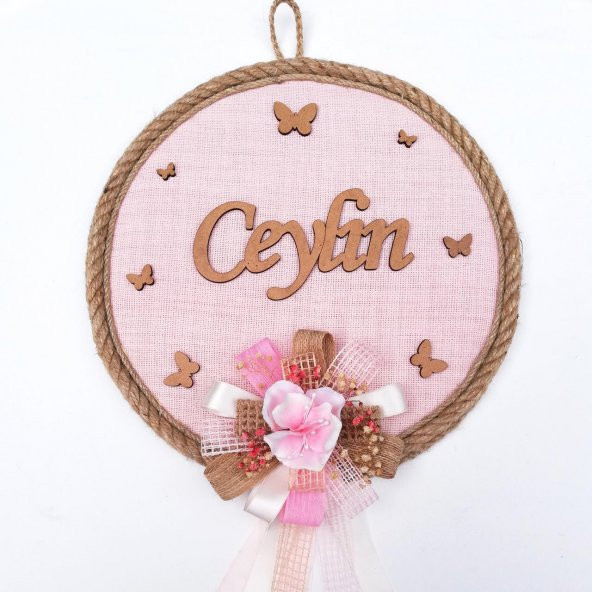 Lora Davet Kız Bebek kapı süsü, Hastane kapı süsü, Duvar süsü (1 Adet) Pembe - 36111 - 2