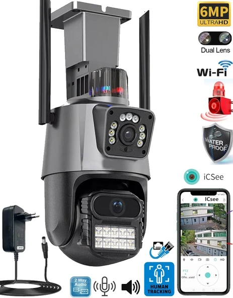Ventus ICSee Mpia UME 6MP Dual Lens Wifi 360° Görüş Hareketli  Waterproof Gece Görüş Sesli Görüşme Akıllı Kamera Çakarlı