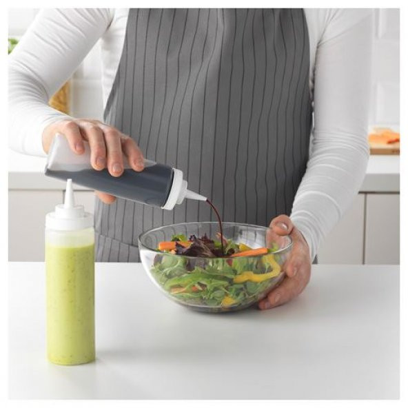 2Li Sos Şişesi,Pratik  IKEA Şeffaf 330 ml 2 Adet Beyaz - 2