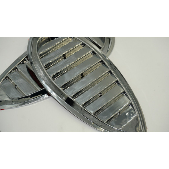 Arazi Off Road Binek Araç Ön Kaput Gümüş Krom Air Flow Rüzgarlık - Resim 4