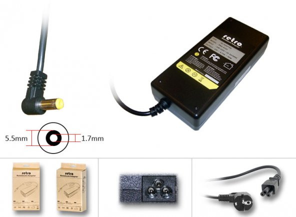 eMachines EM630, eME430, eME527, eME630 Notebook Adaptörü 90W (19v 4.74A) - 9