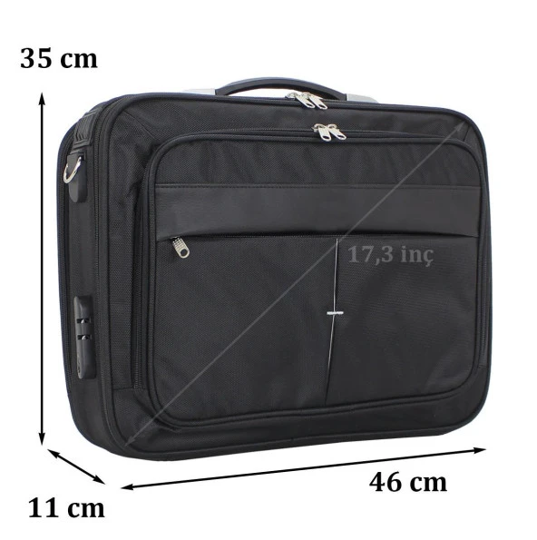 Unisex 17.3" Siyah Çelik Kasalı Laptop Evrak Notebook Bilgisayar Çantası - 2