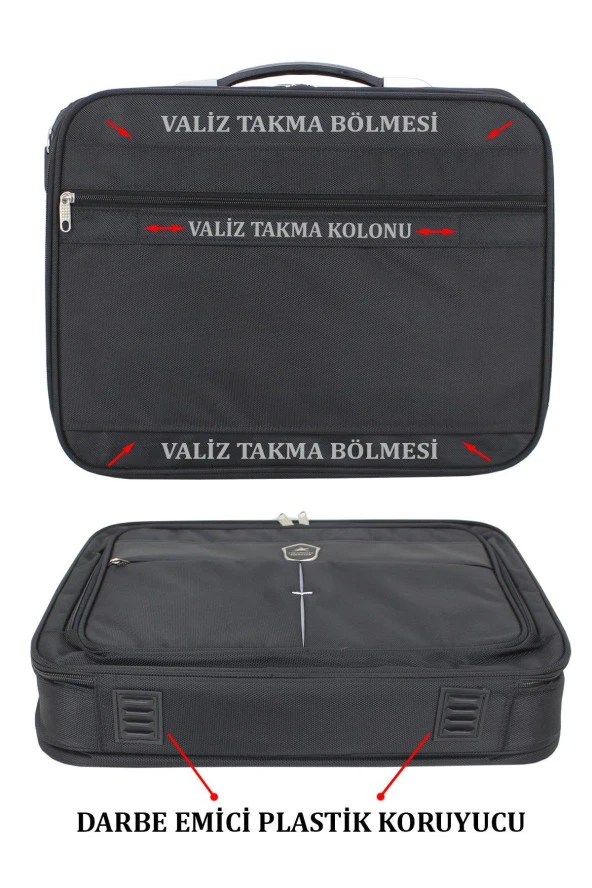 Unisex 17.3" Siyah Çelik Kasalı Laptop Evrak Notebook Bilgisayar Çantası - 6