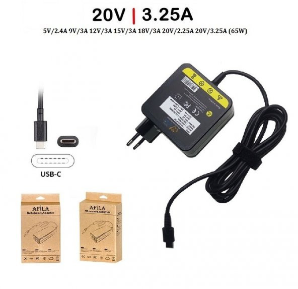 Lenovo X1 Carbon 5th Gen 20HR 20HQ Adaptör Cihazı, Şarj Aleti (65W Type-C) Muadil