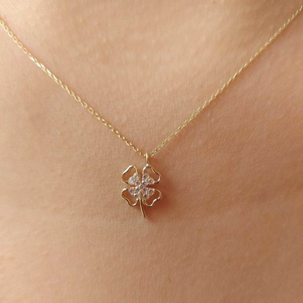 Altın yonca kolye 1.45 gram - 2