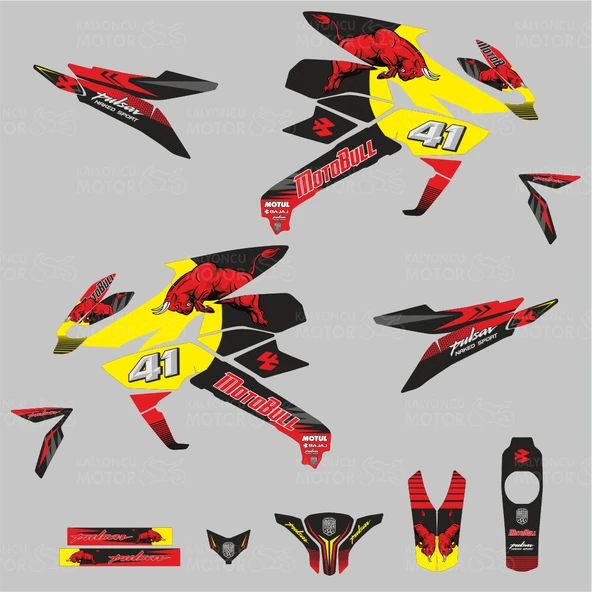 Bajaj Pulsar 200 NS Motobul 41 Design Sticker Set - 2