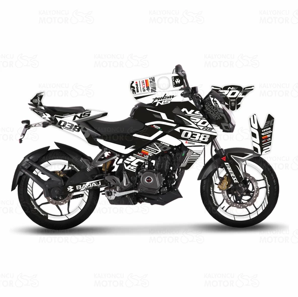 Bajaj Pulsar 200 NS White Flou Design Sticker Set