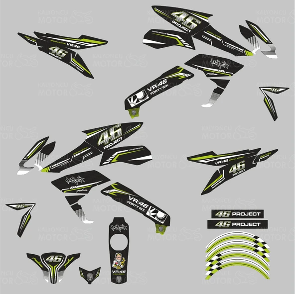 Bajaj Pulsar 200 NS 46 Project Carbon Design Sticker Set Beyaz Yeşil - 2