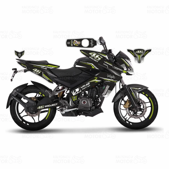 Bajaj Pulsar 200 NS 46 Project Carbon Design Sticker Set Beyaz Yeşil