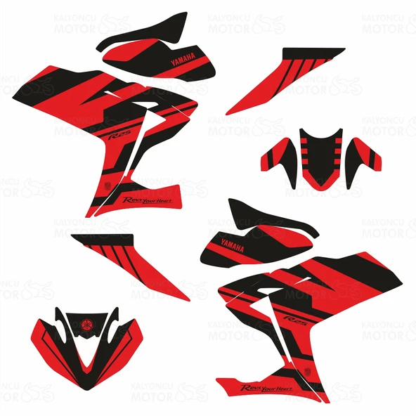 Yamaha YZF R25 Raceline Design Kırmızı Sticker Set - 2