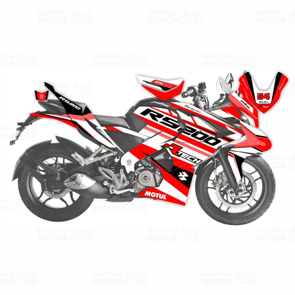 Bajaj Pulsar RS 200 R-Tech Design Sticker Set Kırmızı