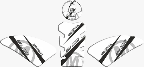 Mondial Drift 125 L Tank Pad Beyaz Siyah ürün görseli