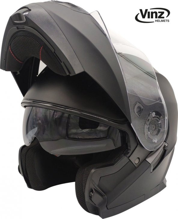 Vinz 162 Çene Açılır Motosiklet Kaskı Mat Siyah - 2