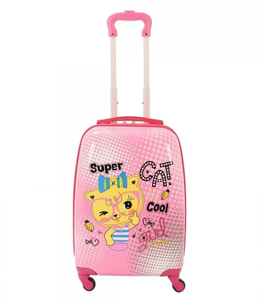 Çocuk Valizi Pembe Kedi Baskılı 8683255010066
