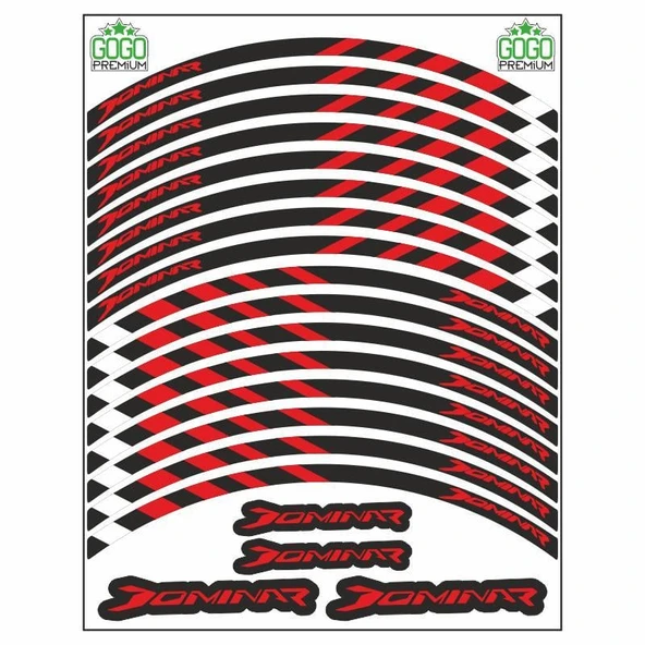 Bajaj Dominar Jant Şeridi Reflektörlü Siyah-Kırmızı ürün görseli