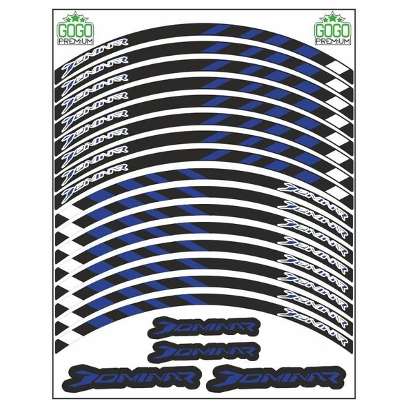 Bajaj Dominar Jant Şeridi Reflektörlü Siyah-Mavi ürün görseli