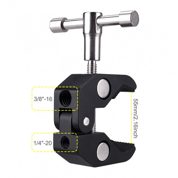 Ayex Dual Ball Heads Magic Arm + Super Crab Clamp Kelepçe - 3