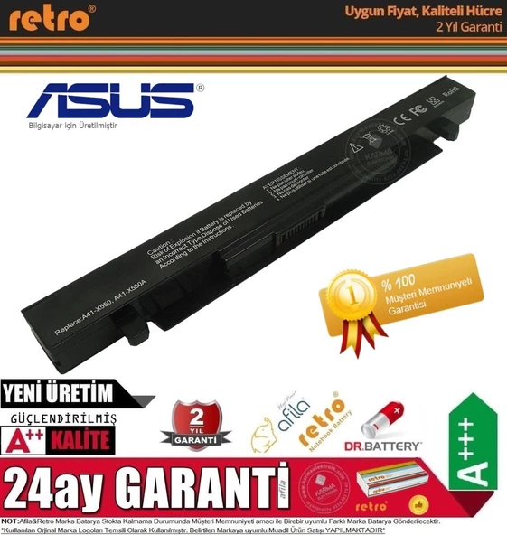 Asus F552V F552VL F552E FX550I FX550IU Notebook Bataryası, Pili - Resim 2