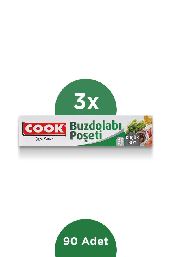 COOK 30'Lu Buzdolabı Poşeti Küçük Boy 20X30 Cm 3'Lü Paket