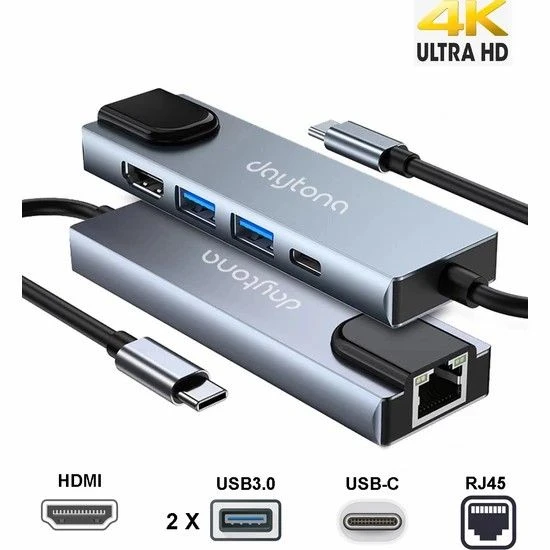 Daytona FC55 8'li Tip-C=>2USB3.0/4KHDMI/RJ45 10/100 ETH ürün görseli 1