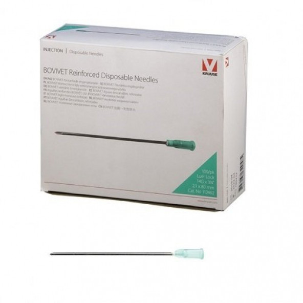 BOVİVET Disposable Enjektör İğnesi. 2.1 x 80 mm (100 Adet)