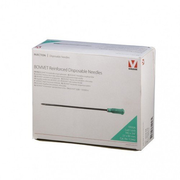 BOVİVET Disposable Enjektör İğnesi. 2.1 x 80 mm (100 Adet) - 2