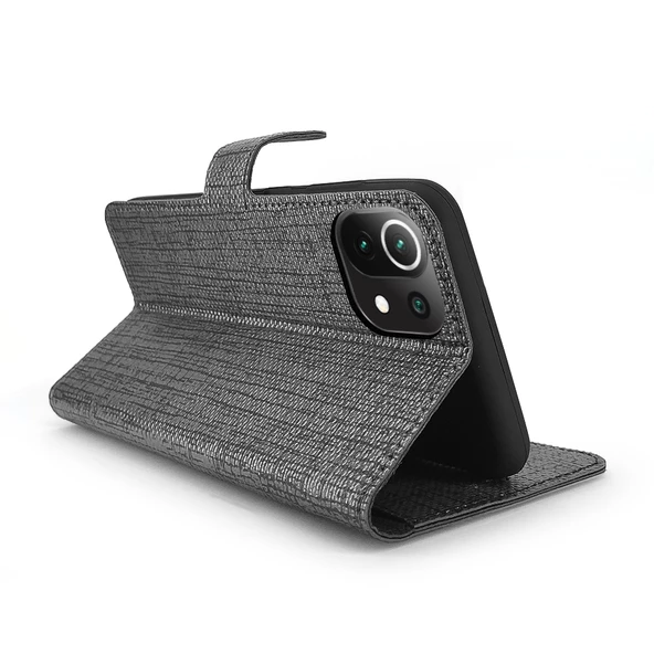 Xiaomi Mi 11 Lite Kılıf FitCase Fabric Kapaklı Cüzdanlı - 7